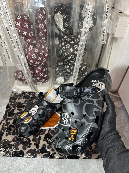 Crocs Clog A Bathing Ape ABC Camo Black Friends & Family 🖤
